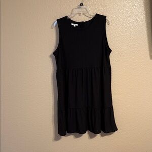 Maurices Solid Black Crewneck Tiered Mini Dress